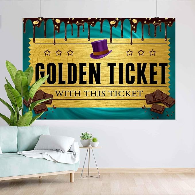 Candy Party Photo Background Golden Ticket Chocolate Factory Kids Birthday Banner Backdrop Kids Birthday Baby Shower Party Decorations Supplies TAYBDJ826
