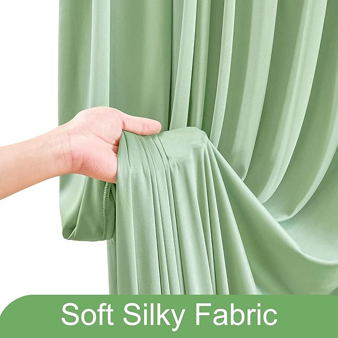 6 Panels Sage Green Backdrop Curtain for Wedding Baby Shower Wrinkle Free 30ft x 10ft Backdrop Drapes Panels for Parties Bridal Shower Birthday Photo Photography Polyester Fabric Background Decoration
