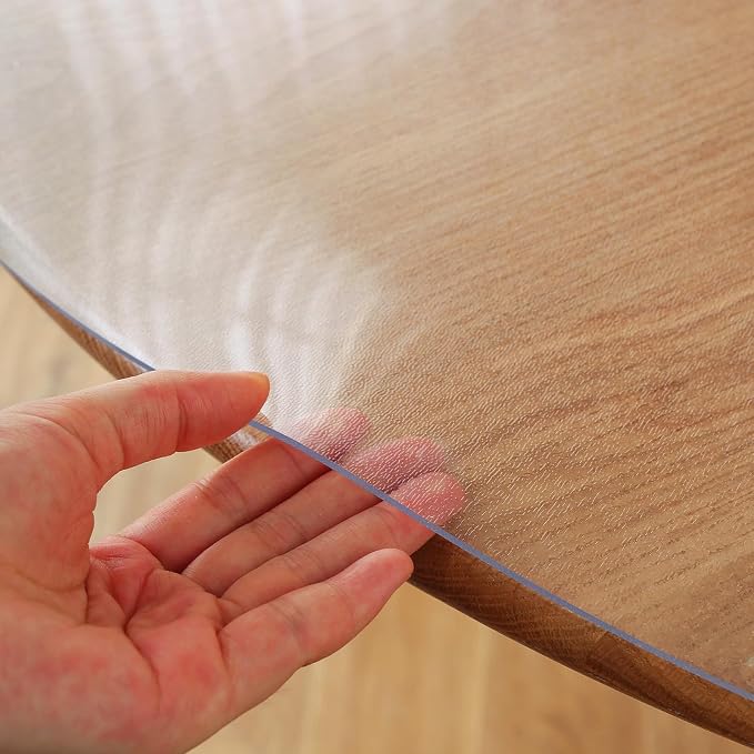 LovePads Round Frosted Table Cover Protector 46 Inch, 2mm Thick Table Protector for Dining Room, Waterproof Plastic Cover PVC Vinyl Tablecloth, Circle Tabletop Protective Pad for Furnture Surface