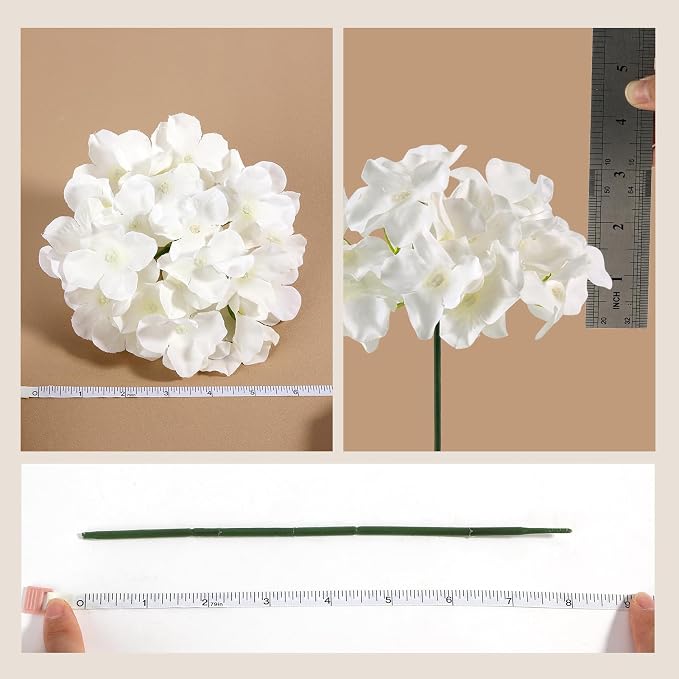 Auihiay 404PCS Hydrangea Artificial Flowers, Silk Artificial Flowers Heads with Stems, Ivory Lifelike Faux Flowers for Wedding Centerpieces, Arch and Background, Party, Home, Baby Shower Decor