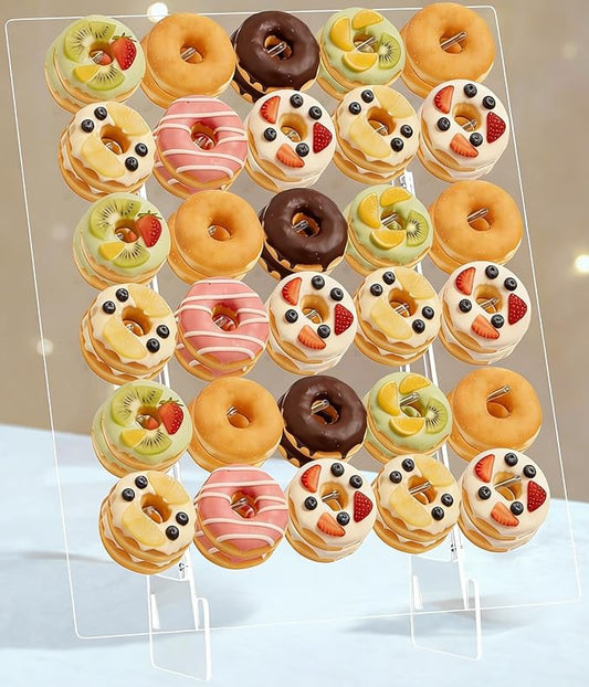 Nalwort Donut Wall Display Stand, Acrylic Donut Board Holds 60 Donuts, Large Donut Stand, Donut Holder Stand for Dessert Table, Dessert Display Stands for Party, Wedding Decor
