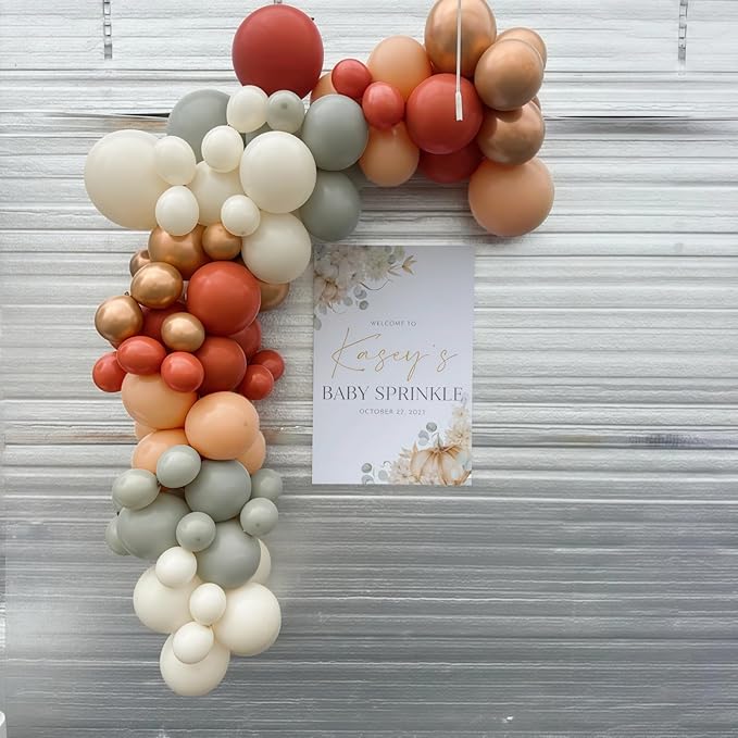 Fall Balloon Arch kit, 122Pcs Thanksgiving Balloon Garland, Beige Burgundy Dusty Green Ivory White Metallic Gold Balloons for Autumn Birthday Harvest Baby Shower Fall Little Pumpkin Party Decorations