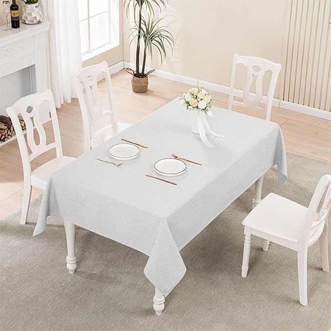 BALCONY & FALCON Rectangle Tablecloth Washable Wrinkle Resistant and Water Proof Table Cloth Decorative Linen Fabric Tablecloths for Dining Parties Kitchen Wedding and Outdoor Use (Owl Gray, 90x156)
