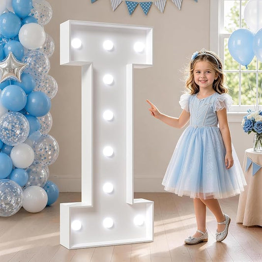 4FT Marquee Letters, Cool Light Up Letters I for Birthday Anniversary Wedding Party Decorations, Big Signs for Decor (DIY Kit)