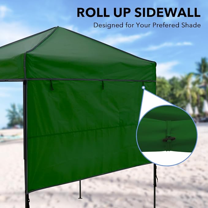 6x4 Pop Up Canopy Tent with Half Wall Panel, Instant Portable Beach Canopy, Outdoor Tent with Carry Bag for Camping, Sports, Tailgating, Events, Green