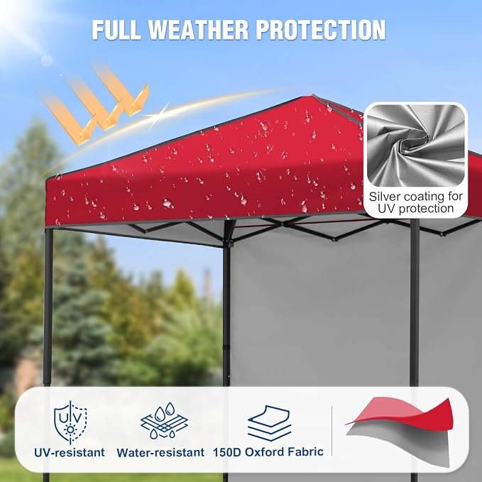 6x4 Pop Up Canopy Tent with One Wall Panel, Instant Portable Beach Canopy, Outdoor Tent with Carry Bag for Camping, Sports, Tailgating, Events, Red