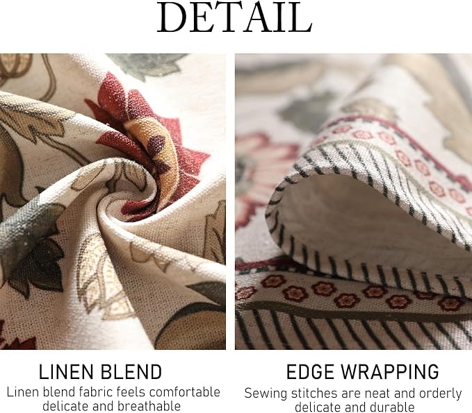ISAENNE Designer Vintage Linen Tablecloth Rectangular,102"x63"-Ratina | French Elegant Printed Table Cloth for Rectangle Table,Floral Pattern,Decor,Heavyweight,Dining Room,Kitchen,Thanksgiving