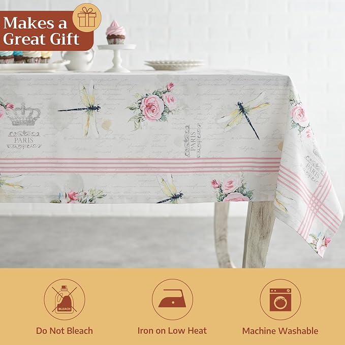 Maison d' Hermine Table Cloth Square Table 100% Cotton 60 x 60 Inches Tablecloth Reusable Decorative for Dining Kitchen Room Farmhouse Party Home Hotel Restaurant Spring Summer - Champ De Mars