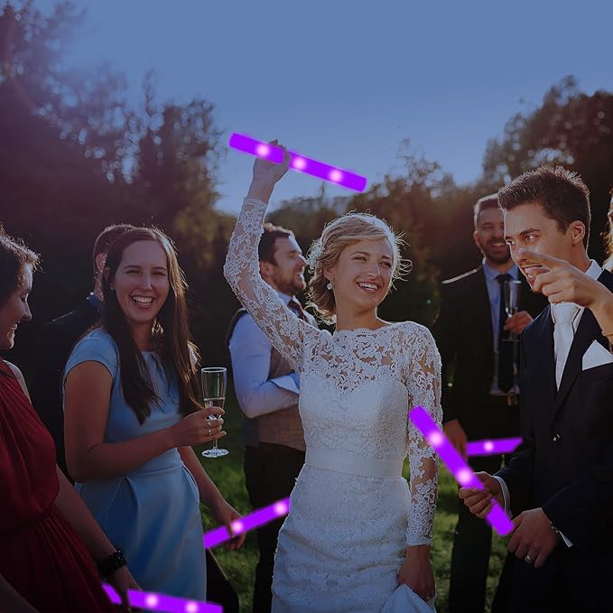 60Pack LED Glow Foam Sticks Bulk,Light Up Glow Sticks with 3 Flashing Modes,Glow Wands Party Pack,Glow In The Dark Party Supplies for Mother's Day,July 4th, Wedding,Birthday,Concert(Purple)