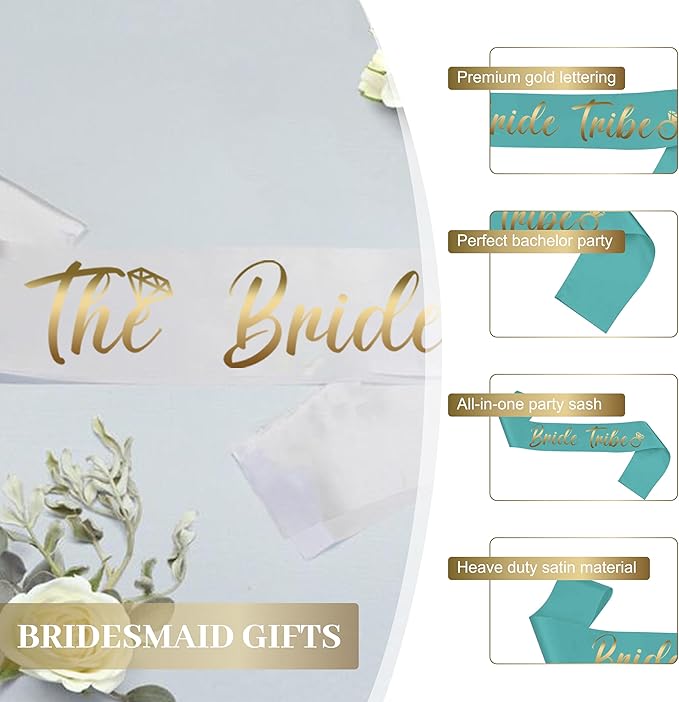 Bachelorette Sashes and Bridal Veil Set Bride Tribe Sash Bachelorette Party Favors