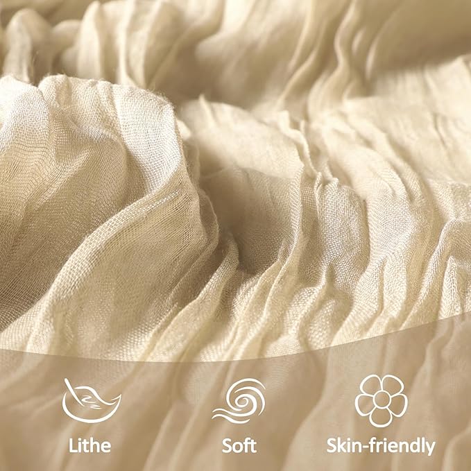 6 Pack Beige Cheesecloth Table Runner 10Ft Spring Gauze Cheese Cloth Table Runner 35x120 Inch Boho Sheer Rustic Fabric for Party Decor Baby Shower Wedding Holiday Decorations