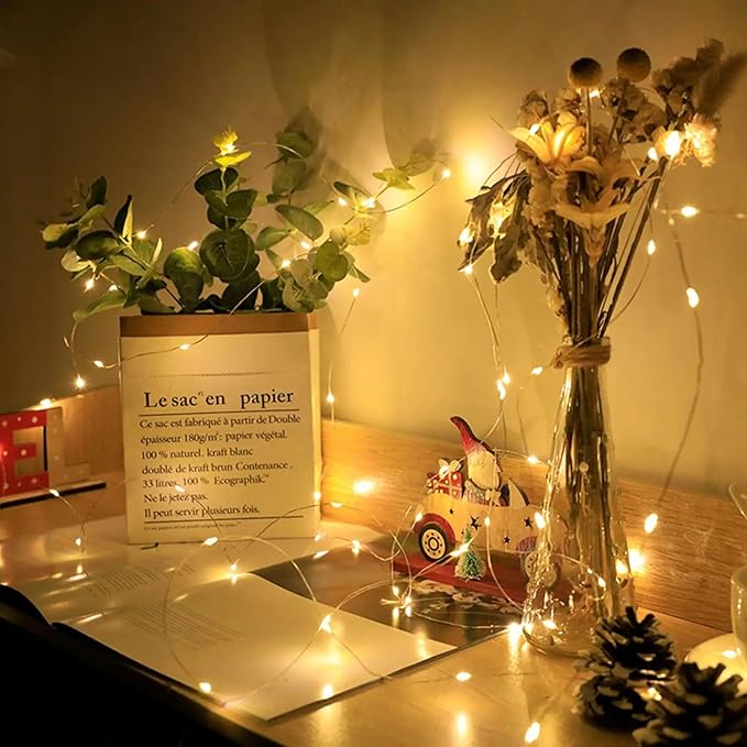 100 Pack Fairy Lights 7Ft 20 LED Twinkle String Lights 3 Modes Battery Operated Waterproof Firefly Starry for Mason Jar Wedding Birthday Party Table Centerpieces Bedroom Christmas,Warm White