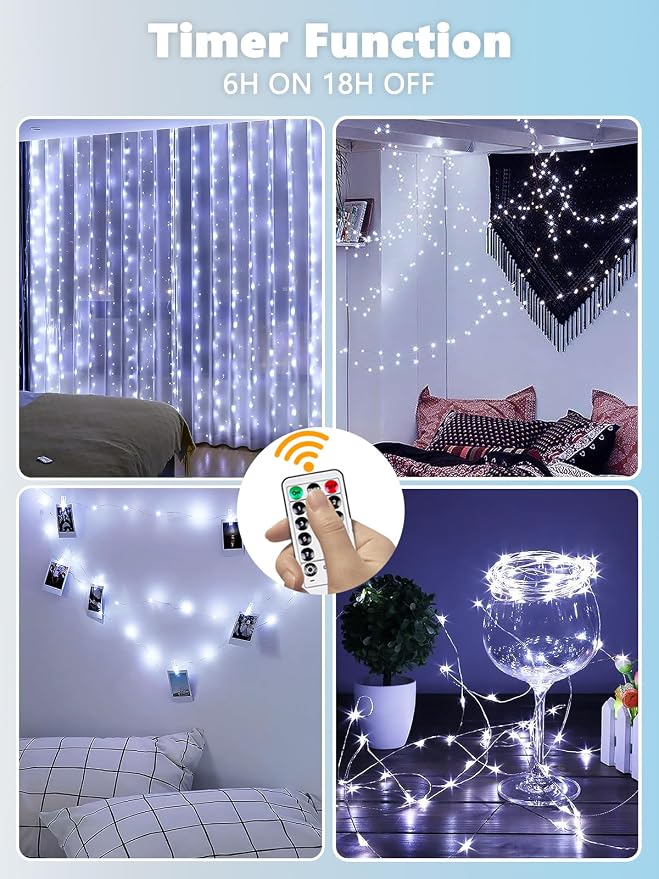 4 Pack Fairy Lights Battery Operated with Remote String Lights Cool White | Each 26FT 80LED, Waterproof Wire, 8 Modes & Timer, Cuttable Twinkle Lights for Christmas Tree Wreath Indoor Outdoor DIY Decor