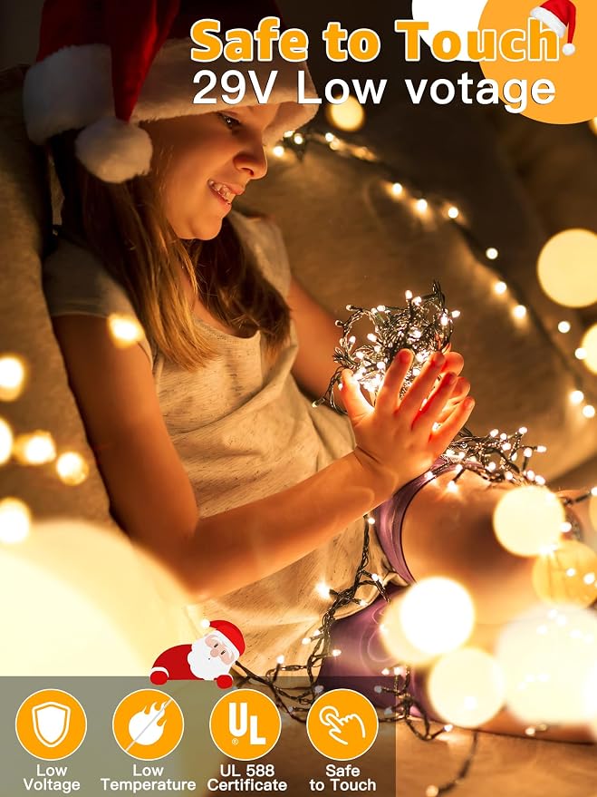 BrightChristmas 500 LED 164 FT Christmas Lights, Waterproof Outdoor String Lights with Remote and Timer, Christmas Tree Lights with 8 Modes Dimmable, Fairy Lights for Holiday Decor (Warm White)