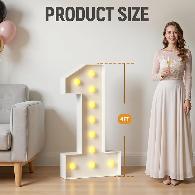 4FT Light Up Numbers, Large Marquee Numbers for 9th 19th 49th Birthday Decorations, Giant Light Up Numbers for Party Anniversary, Marquee Letters, Pre-Cut DIY Mosaic Numbers for Balloons 9