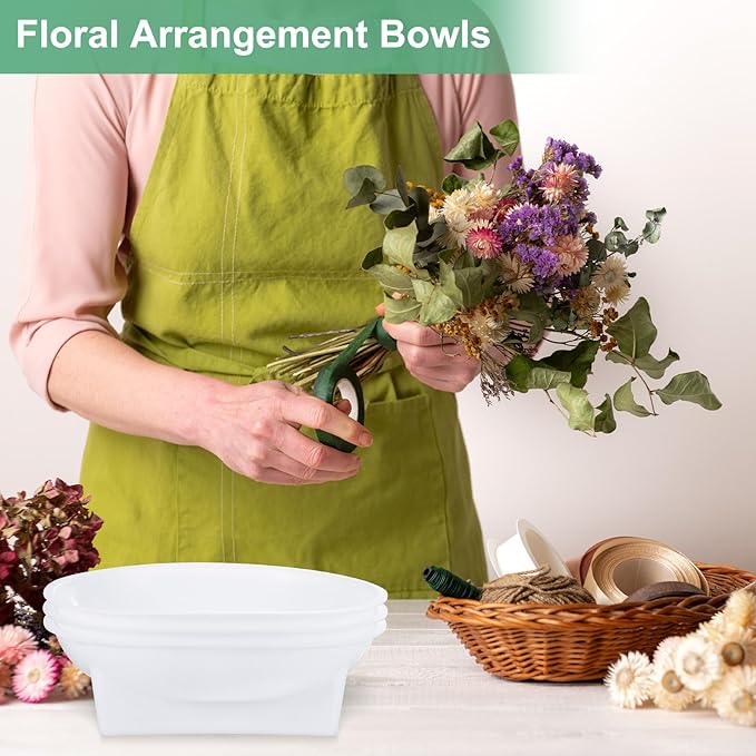 M METERXITY 18-Pack Floral Foam Round Bowls, 6.3 Inch Round Arrangements DIY Floral Bowls, Flower Arrangements Round Floral Supplies for Holiday/Wedding/Party/Birthday Decor [White]