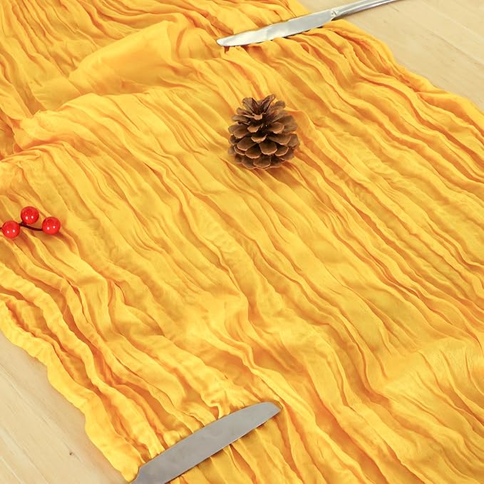 8 Pack Gold Cheesecloth Table Runner 120 Inch 10FT Gauze Cheese Cloth for Spring Home Decor, Birthday, Banquet, Wedding Decoration
