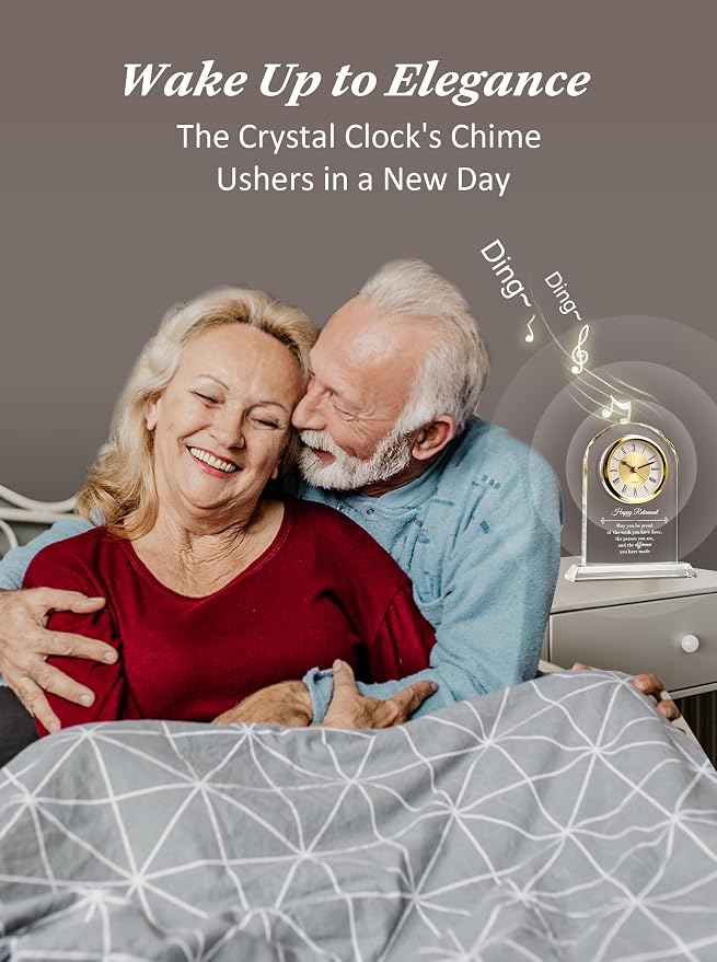 Crystal Retirement Alarm Clock Gifts for Men Women, Happy Retirement Plaque for Coworkers, Boss, Going Away Gift for Retired Friends, Farewell Goodbye Presents for Doctors Nurses Teacher
