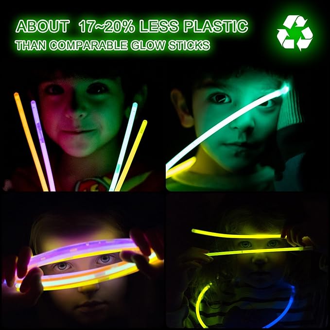 JICUICUI Glow Sticks Bulk Party Pack- Ultra Bright 500PRO Glow in the Dark Party Supplies, Neon Party Favors, Glow Sticks Party Supplies Glow Necklaces and Glow Bracelets with Connectors