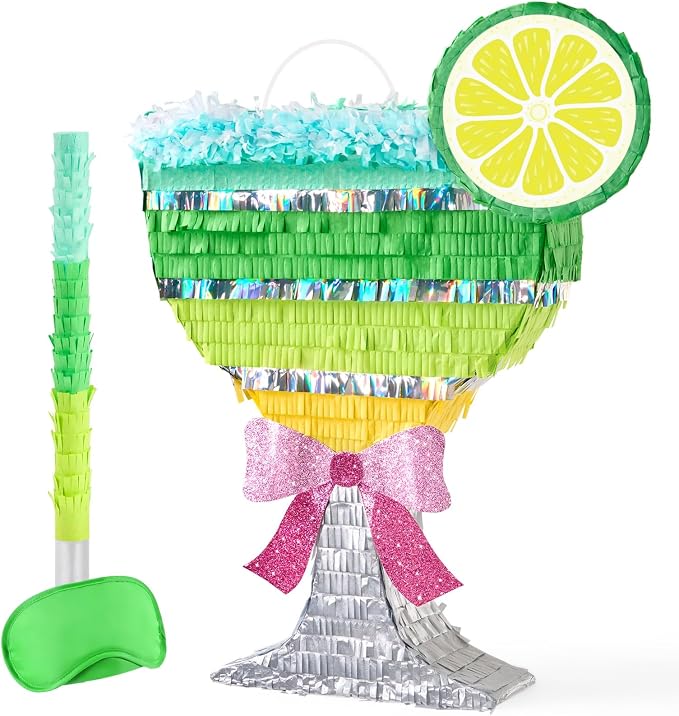 WERNNSAI Cocktail Piñata - Martini Party Decorations Bow Tini Margarita Piñata with Blindfold and Stick for Women A Tiny Bit Older Birthday Decorations Bridal Shower Bachelorette Wedding Supplies