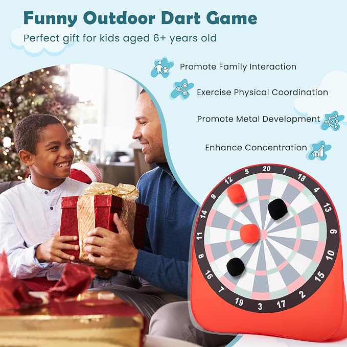 Goplus Giant Dart Board w/ 4 Kick Balls, Carrying Bag, Foldable Portable Throw & Kick Soccer Sport Target Games for Kids Adults Family Activities, Outdoor Yard Lawn Party Carnival Games