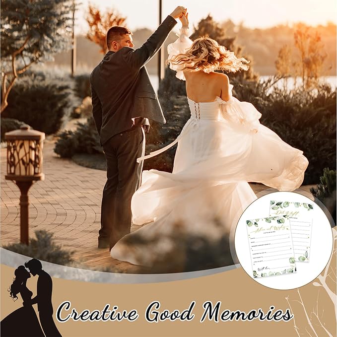 Silipull Bridal Shower Games Set for 50 Guests Includes Bingo, He Said She Said, Scramble, Would She Rather, Advice and Wishes Wedding Games Double Sided with Wooden Box, 20 Pencils (Kraft)