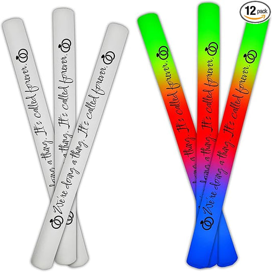 LED 3 Color Foam Sticks Forever Holiday Party Batons Wand for Wedding, Birthdays, Quinceanera, Sweet 16, DJ, Concerts, Festivals, Bulk Party Favors (12)