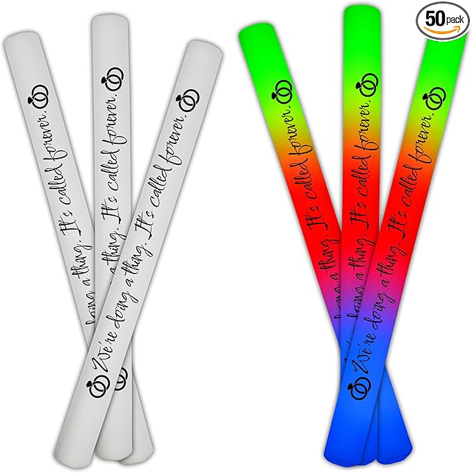 LED 3 Color Foam Sticks Forever Holiday Party Batons Wand for Wedding, Birthdays, Quinceanera, Sweet 16, DJ, Concerts, Festivals, Bulk Party Favors (50)