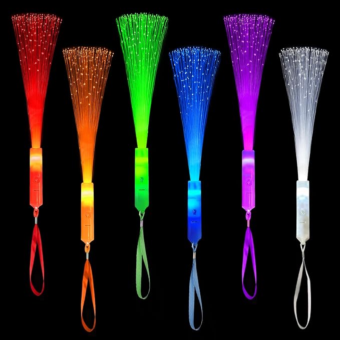 Glow in Dark Fiber Optic Lights for Kids Bulk-24 Pack, Light Up Toys Gifts Goodie Bag Basket Stuffers Fillers for Toddlers, Ultra Bright Sparklers Item for Graduation, Camping, Wedding, Birthday
