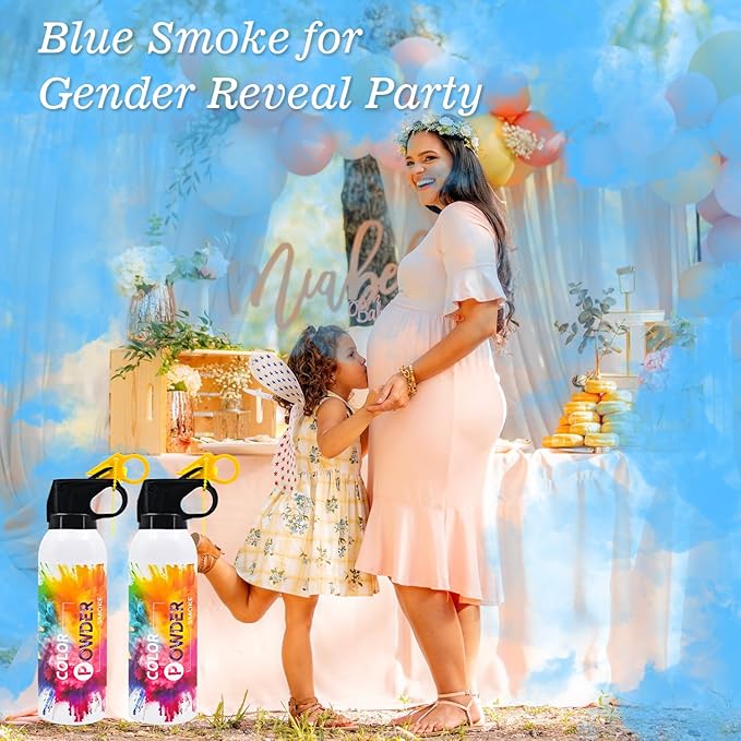 Gender Reveal Fire Extinguisher 2 Pack Blue Smoke Atmosphere Fog for Baby Reveal Photoshoot Video Props Stage Mister Foggers Blue Smoke Gender Reveal Extinguishers for Birthday Wedding Party