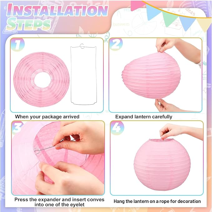 Pastel Paper Lanterns Hanging Lanterns Decorative 12 Pcs Round Macaron Colored Paper Lanterns for Classroom Wedding Birthday Baby Shower Party