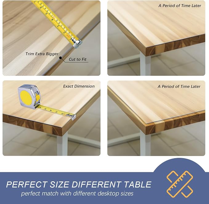 Vicwe Frosted Table Cover Protector 30 x 48 Inch, 1.5mm Thick Plastic Table Cover Rectangle,PVC Frosted Table Protector, Clear Table Covers for Night Stand, Writing Desk，Dining Room Tables