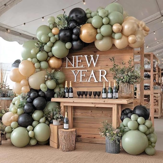 Dusty Green Balloons Different Sizes - Double Stuffed Light Olive Green Balloon Arch Garland Kit for Neutral Baby Shower Birthday Bridal Wedding Easter Party Decoration