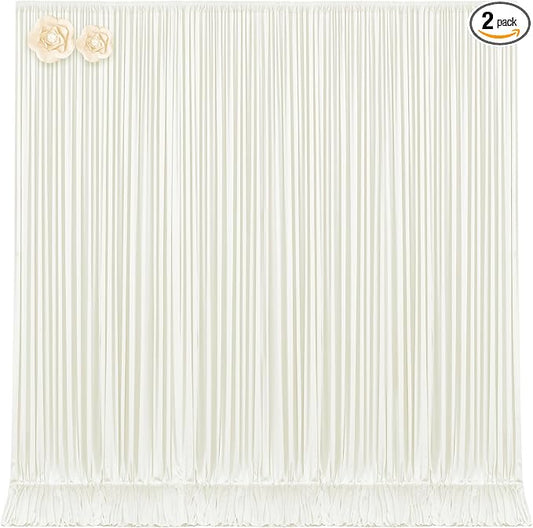 10x12 Ivory Backdrop Curtains for Wedding Party Wrinkle Free Backdrops Curtain Drapes Fabric Decorations Photo Back Drop Cloth for Baby Shower Photography Stage Reception 5ft x 12ft,2 Panels