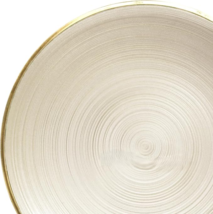 " OCCASIONS " 50 Plates Pack (25 Guests)-Wedding Party Disposable Plastic Plate Set -25 x 10'' Dinner + 25 x 7'' Salad & Dessert plates (Belize in Ivory & Gold)