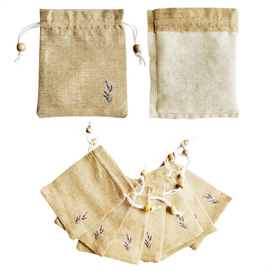 Daclubmenxy D&C 20PCS Sachet Bags Empty for Lavender, Burlap drawstring bags, Jewelry Pouches 4.5'' x 6.0'' Drawstring Gift Bags for Wedding, Christmas, Party Favor Bags (Brown, 4×6in)