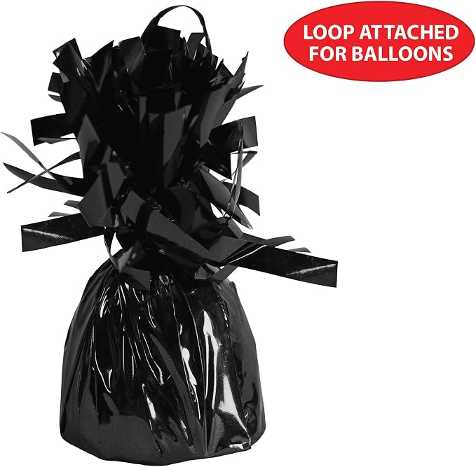 Metallic Wrapped Balloon Weight Pack of 12, Black