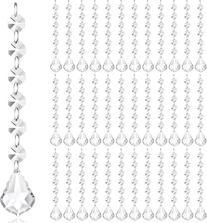 Nuenen 100 Pcs Acrylic Hanging Crystals for Centerpieces Chandelier Clear Crystal Garland Strands Ornament Acrylic Clear Beads Prisms Pendant for Christmas Tree Window Home Decoration(Maple Leaf)