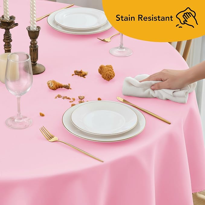 6-Pack Pink Round Tablecloths, 120 Inches, Stain-Resistant Polyester for 5-6 Ft Round Tables - Washable Table Covers for Weddings, Banquets, Birthday Parties, Events