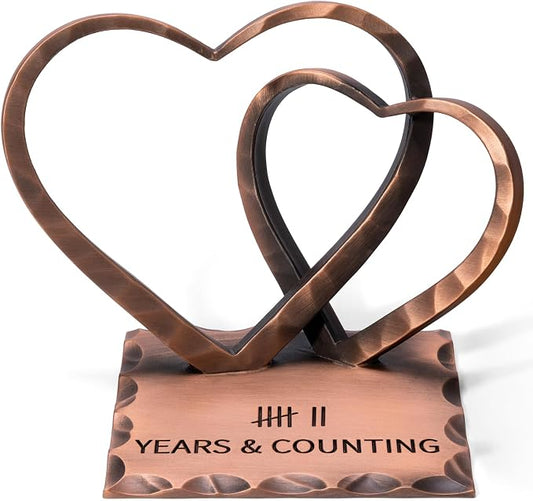 Vastsea 7 Year Anniversary Copper Gifts - 7th Anniversary Wedding Handcrafted Hearts Sculpture for Her Him Couple Wife Husband, with Card & Gift Box