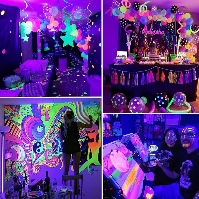 TigQiang Black Light Strip, 20ft/6M Flexible LED Black Light with kit, 360 lamp Beads, 12V LED Light, Non-Waterproof for Indoor Fluorescent Dance Party, Stage, Birthday, Wedding, Dark Party