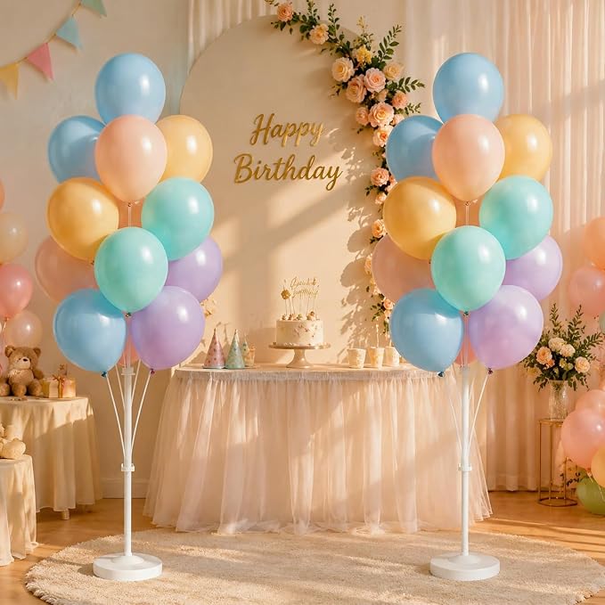 Balloon Column Stand Kit with Balloons, Base and Pole, Balloon Column Kit for Floor or Table Backdrop Decoration for Party Wedding Baby Shower Birthday Graduation (Warm Color)
