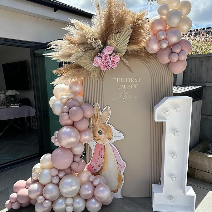 Pearl Pink Balloons, 98PCS Double Stuffed Dusty Rose Pink Balloon Garland Arch Kit, 18/12/10/5 Inch Different Sizes for Baby Bridal Shower Birthday Boho Wedding Party Decorations