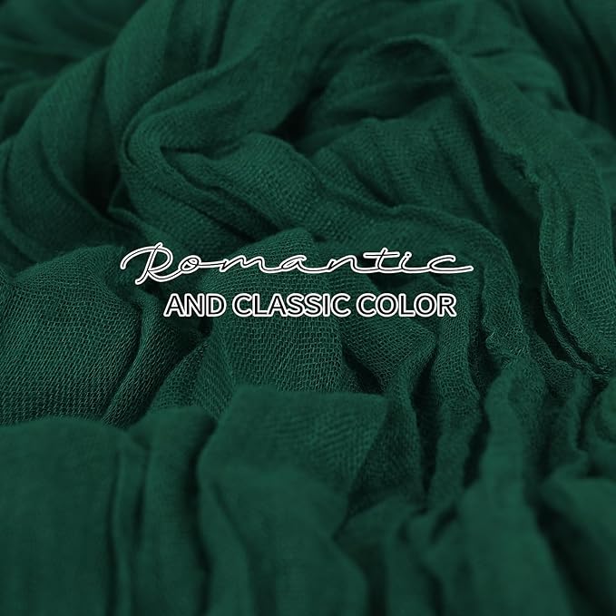 24 Pack Cheesecloth Table Runner 20 x 120 inch Cheese Cloth Table Runner Bulk,Romantic Boho Sheer Gauze Fabric Table Runners for Wedding Reception,Party,Bridal Shower Table Decor(Emerald Green)