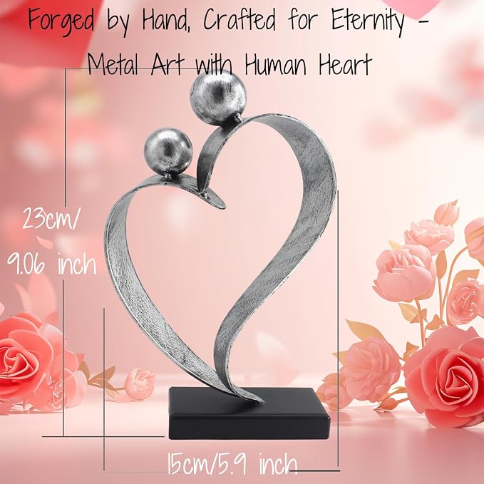 25th Wedding Anniversary Heart Gifts 25th Anniversary Love Gifts for Couple Wife Husband Iron Decorations Silver Wedding Gifts (Silver)