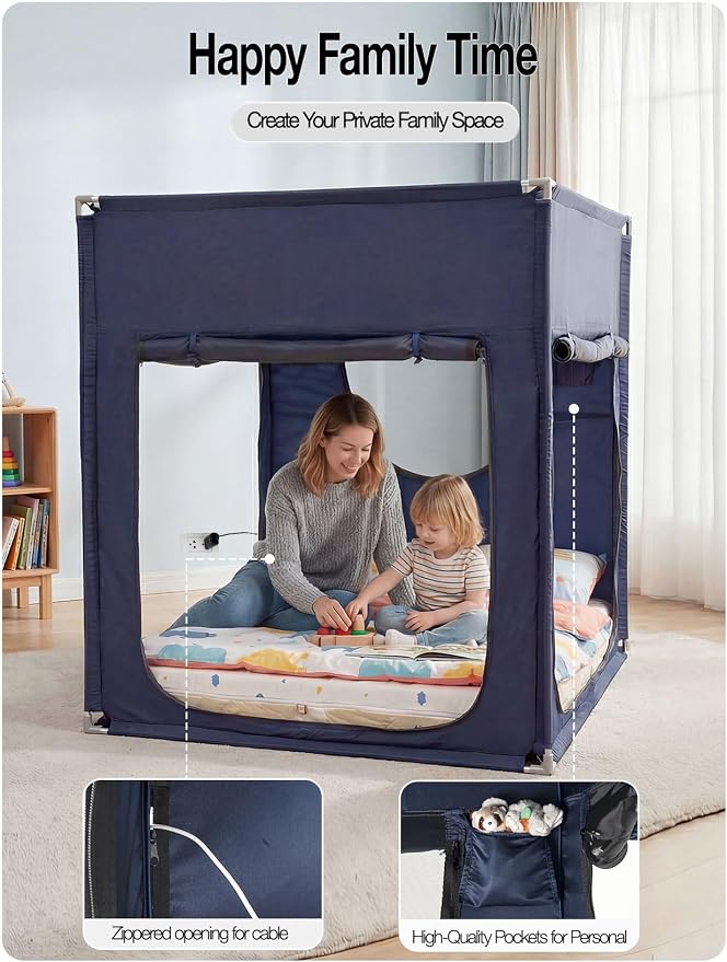 ANC POP Portable Bed Tent, Blackout Privacy Canopy with 3 Doors & Breathable Mesh, Large Space for Adults, Indoor Sleeping Shelter for Dorms/Shared Rooms