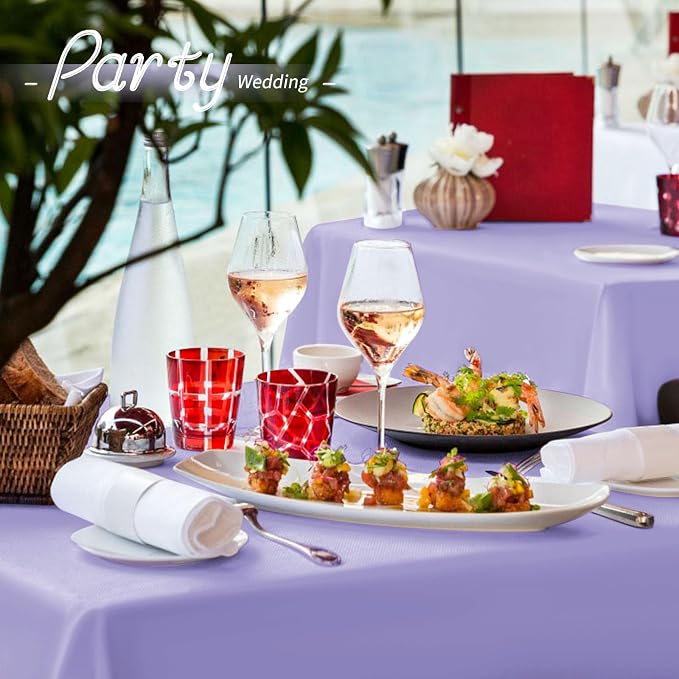 10 Pack Lavender Tablecloth 60 x 102 Inch Light Purple Tablecloth for 6 Foot Rectangle Tables Lavender Table Cloth Washable Polyester Fabric Table Cloths for Parties Wedding Banquet Christmas
