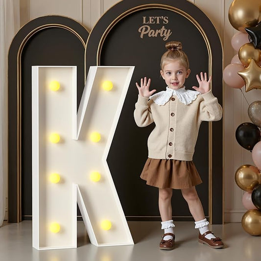 Marquee Letters 3 Feet Tall, 3FT Large Light up Letters K, Big Sign K with Warm White Light for Birthday Wedding Proposal Engagement Graduation Party Backdrop Decorations