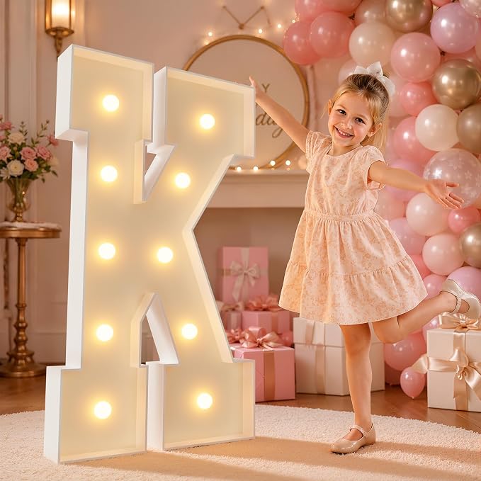 imprsv 4FT Marquee Light Up Letters for Birthday Party Decorations Large Marquee Letters for Wedding Event Bridal Shower Engagement Anniversarty Party Decor,Letter K