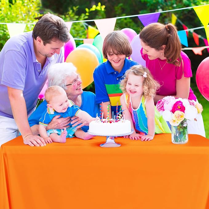 6 Pack Tablecloth 60 x102 inch Polyester Table Cloth for 6 Foot Rectangle Tables,Stain and Wrinkle Resistant Washable Fabric Table Covers Polyester Orange Table Clothes for Wedding,Party,Banquet